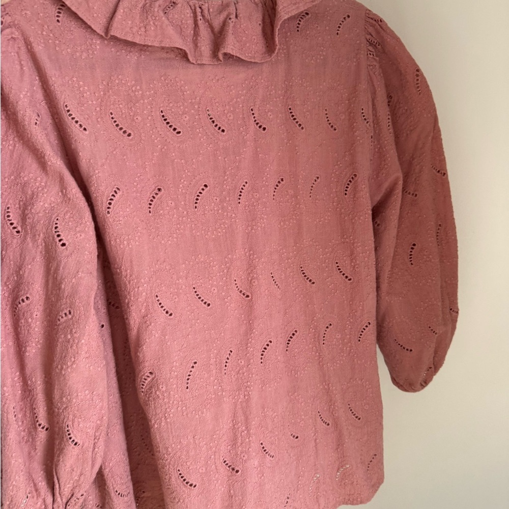 Zara Rose Ruffle Eyelet Blouse - Picture 3 of 4